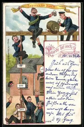 Lithographie Soldaten der Reserve, Reserve hat noch 130 Tage