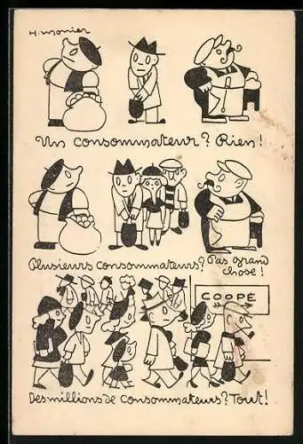Künstler-AK Campagne Nationale en faveur de l`association des consommateurs en Coopératives de Consommation