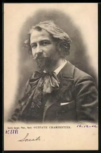AK Komponist Gustave Charpentier mit Schleife im Porträt