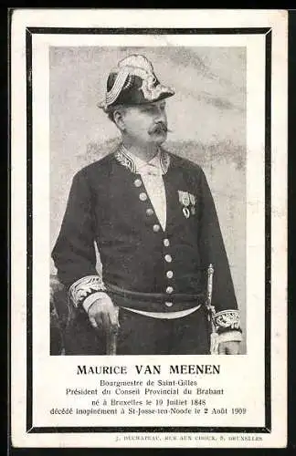 AK Maurice Van Meenen, Bourgmestre de Saint-Gilles, President du Conseil Provincial du Brabant