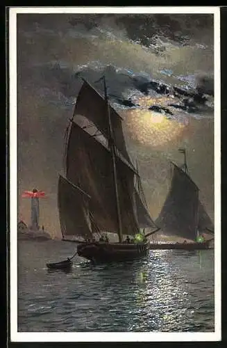 Künstler-AK Wohlgemuth & Lissner, Primus-Postkarte No. 1151, Küstenwacht, Seenotrettung