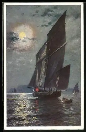 Künstler-AK Wohlgemuth & Lissner, Primus-Postkarte No. 1151: Feuerschiff auf Küstenwacht