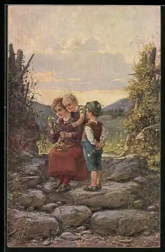 Künstler-AK Wohlgemuth & Lissner, Primus-Postkarte No. 3226: Feldblumen