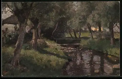 Künstler-AK Wohlgemuth & Lissner, Primus-Postkarte No. 825: Fluss in einem Wald
