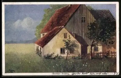 Künstler-AK Raphael Tuck & Sons Nr. 433: Gehöft am Feldrand