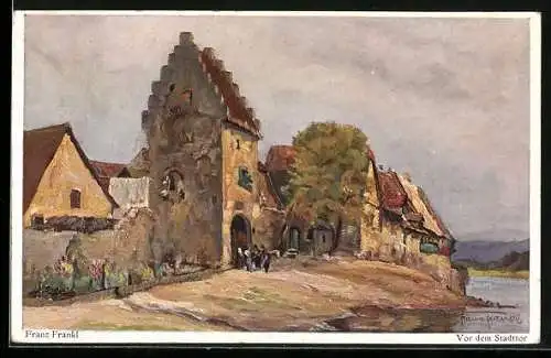 Künstler-AK Wohlgemuth & Lissner, Primus-Postkarte No. 03391: Vor dem Stadttor