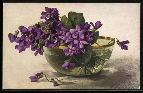 AK Veilchen in einer Schale mit Wasser