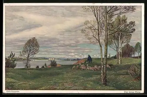 Künstler-AK Wohlgemuth & Lissner, Primus-Postkarte No. 3272, Fritz Douzette, Der treue Schafthirte