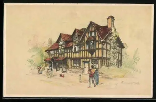 Künstler-AK sign. M. C. Bales: Stratford-on-Avon, Shakespeare`s Birthplace