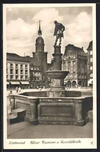AK Dortmund, Bläser-Brunnen und Reinoldikirche