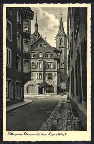 AK Villingen im Schwarzwald, Strassenpartie am Münster