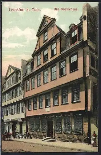 AK Alt-Frankfurt, Goethehaus mit Strassenpartie