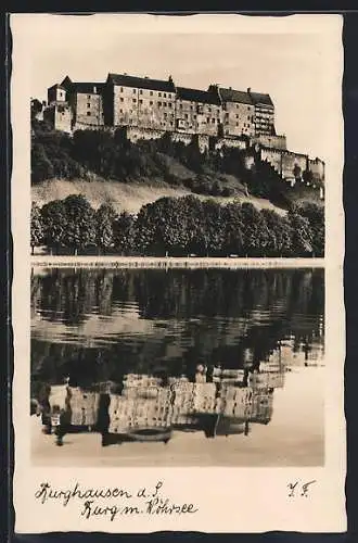 AK Burghausen a. S., Burg mit Wöhrsee