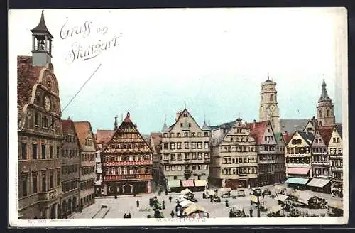 AK Stuttgart, Partie am Marktplatz