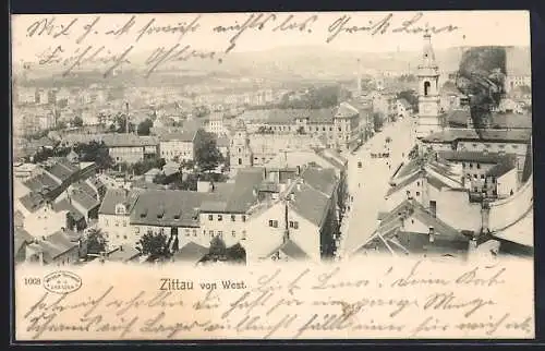 AK Zittau, Ort von Westen aus gesehen