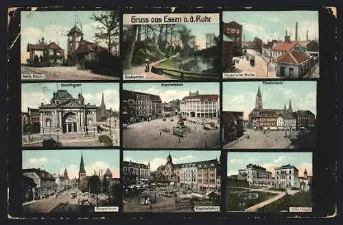 AK Essen a. d. Ruhr, Ortspartien Kruppsche Werke, Burgstrasse, Kapstadtplatz