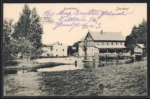 AK Jonsdorf, Gasthof Gondelfahrt mit Gewässer