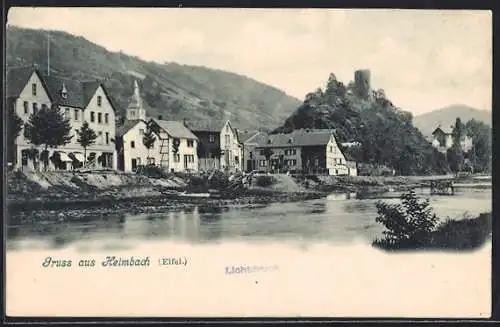 AK Heimbach /Eifel, Ortsansicht vom Ufer aus