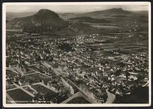 AK Singen-Hohentwiel, Teilansicht vom Flugzeug aus