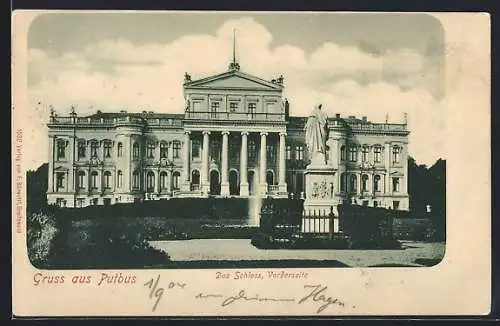 AK Putbus, Schloss mit Denkmal, Vorderseite
