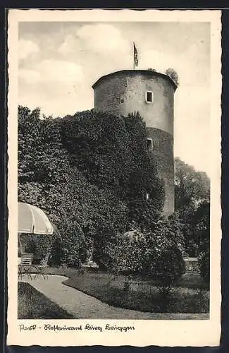 AK Amern /Schwalm, Park-Restaurant Burg Brüggen W. Stroetges, Anlage mit Turm