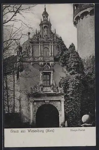 AK Wiesenburg /Mark, Haupt-Portal mit Turm