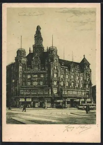 AK Dresden, Wiener Platz 1, Geschäftshaus der Dresdner Feuerversicherung