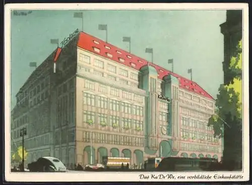 AK Berlin-Charlottenburg, Das KaDeWe, eine vorbildliche Einkaufsstätte, Art Deco