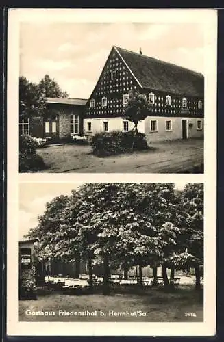 AK Herrnhut /Sa., Gasthaus Friedensthal, Garten