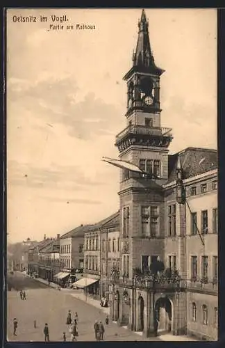 AK Oelsnitz im Vogtl., Strassenpartie am Rathaus