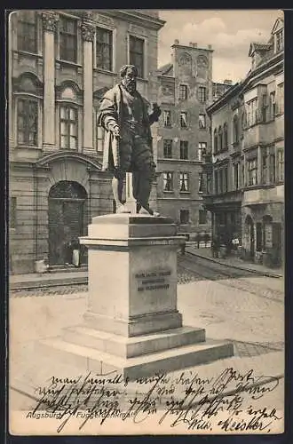 AK Augsburg, Partie am Fuggerdenkmal
