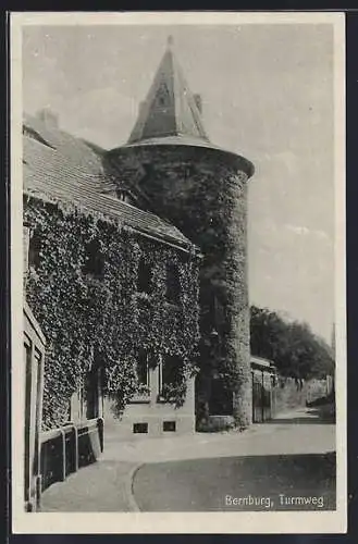 AK Bernburg, Strasse Turmweg mit Turm