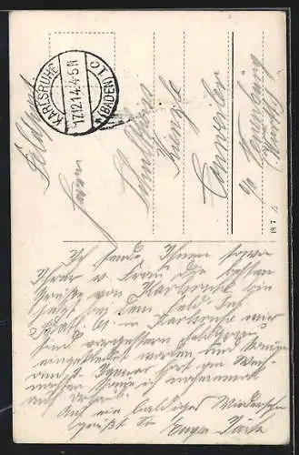 Foto-AK Soldat mit Quaste u. Degen vor Fotokulisse, Uniformfoto