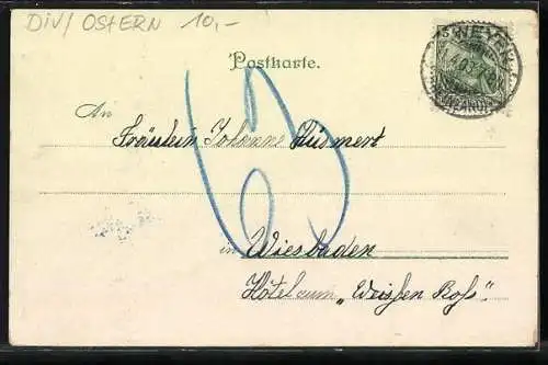 AK Zwerge läuten Glocken während Osterhasen Eier bemalen