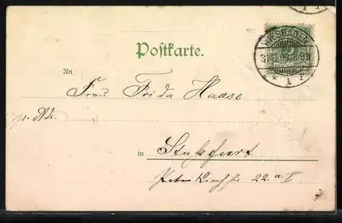 AK Zwerg bringt Schwalben einen Brief, Neujahrsgruss