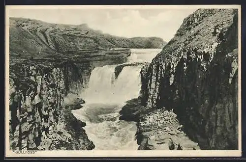 AK Gullfoss, Wasserfall aus der Vogelschau