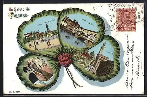 Lithographie Firenze, Piazzale Michelangelo, Ponte Vecchio, La Scala del Bargello, Gli Uffizi