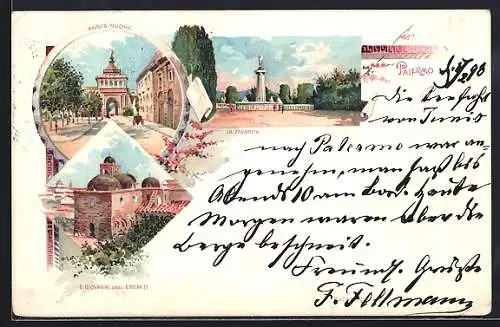 Lithographie Palermo, Porta Nuova, S. Giovanni degli Eremiti, La Favorita