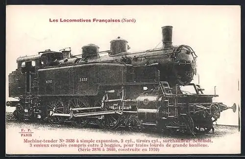 AK Machine-tender No. 3838, französische Eisenbahn