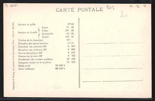 AK Machine Decapod No. 5001, französische Eisenbahn