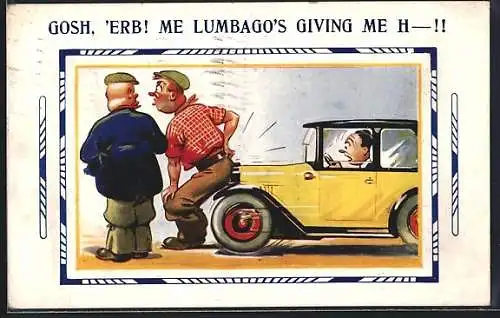 Künstler-AK Auto fährt einen Mann an