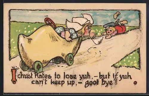 Künstler-AK Holzschuh als Auto