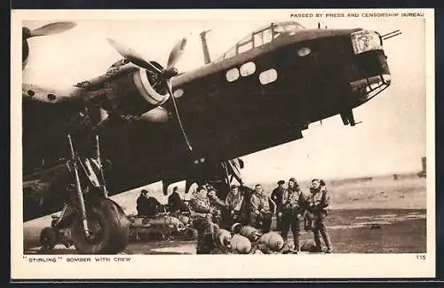 AK Flugzeug Stirling Bomber with Crew