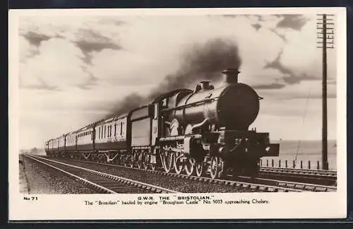 AK GWR The Bristolian, Engine Broughton Castle No. 5033, englische Eisenbahn
