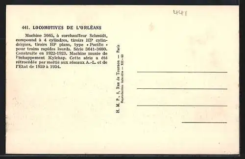 AK Locomotives de l`Orléans, Machine 3665