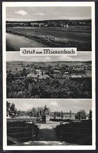 AK Miesenbach / Pfalz, Ortsansicht und Kriegerdenkmal