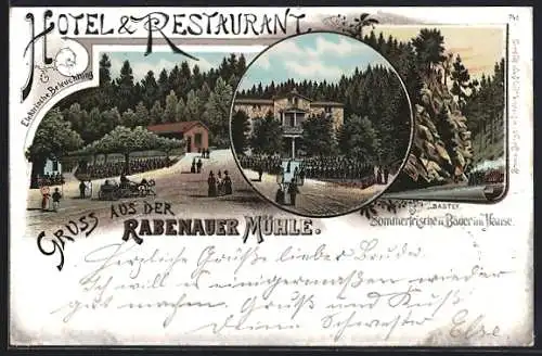 Lithographie Rabenau / Sachsen, Hotel & Restaurant Rabenauer Mühle