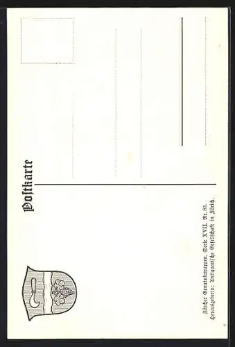 AK Rickenbach, Wappen auf Weintrauben-Ornamenten, Info-Text