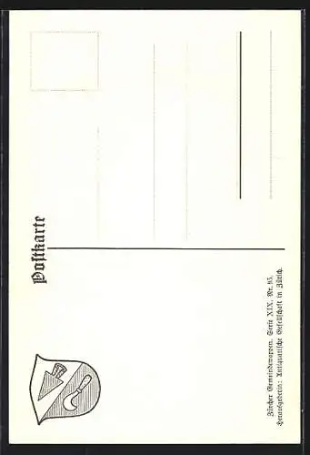AK Benken, Wappen auf Ähren-Ornamenten, Vogel, Sicheln, Info-Text