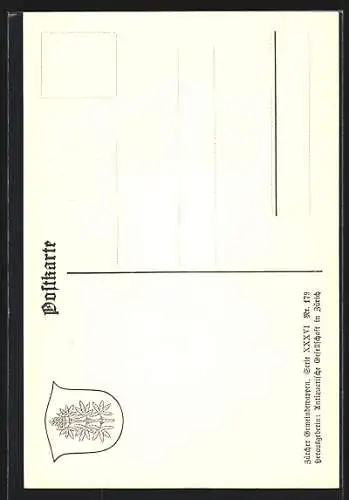 AK Wangen, Wappen auf Ähren-Ornamenten, Vogel, Sicheln, Info-Text